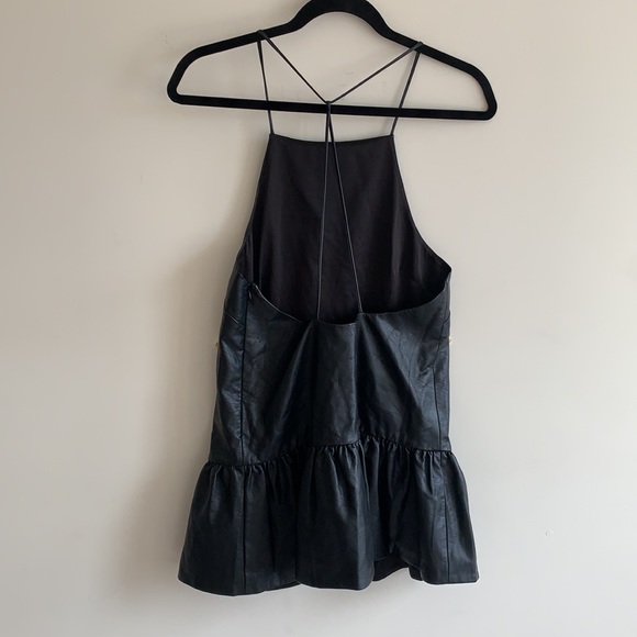 BLACK FAUX LEATHER RACERBACK TOP - Picture 5 of 12